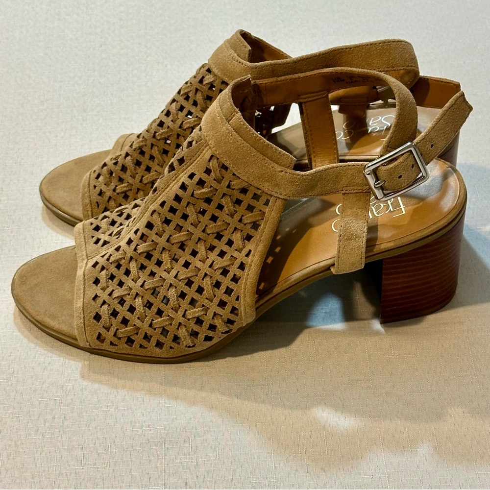 Franco Sarto Tan Leather Block Heel Sandals Size 10
